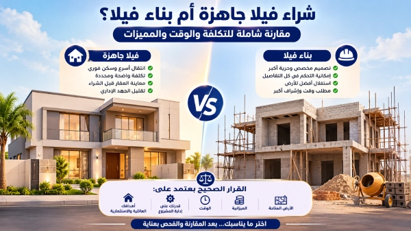 فيلا جاهزة أم أبني؟ مقارنة شاملة للتكلفة والوقت وأيهما أفضل لك؟
